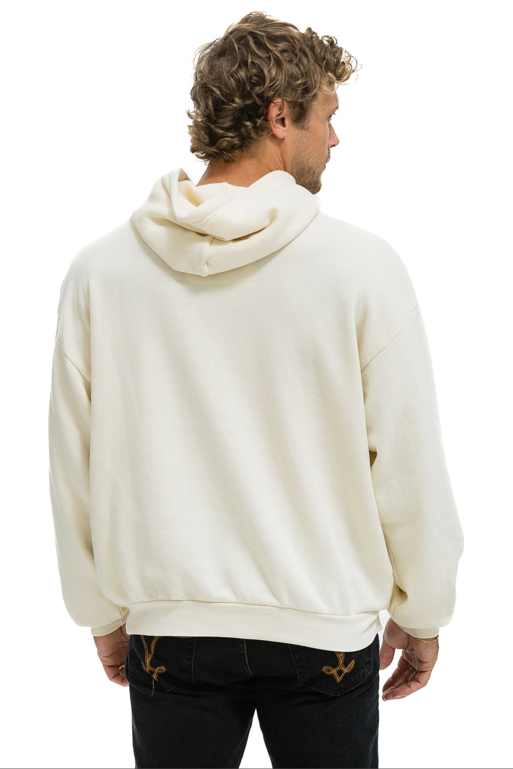 CROSS STRIPE RELAXED PULLOVER HOODIE - VINTAGE WHITE // BROWN