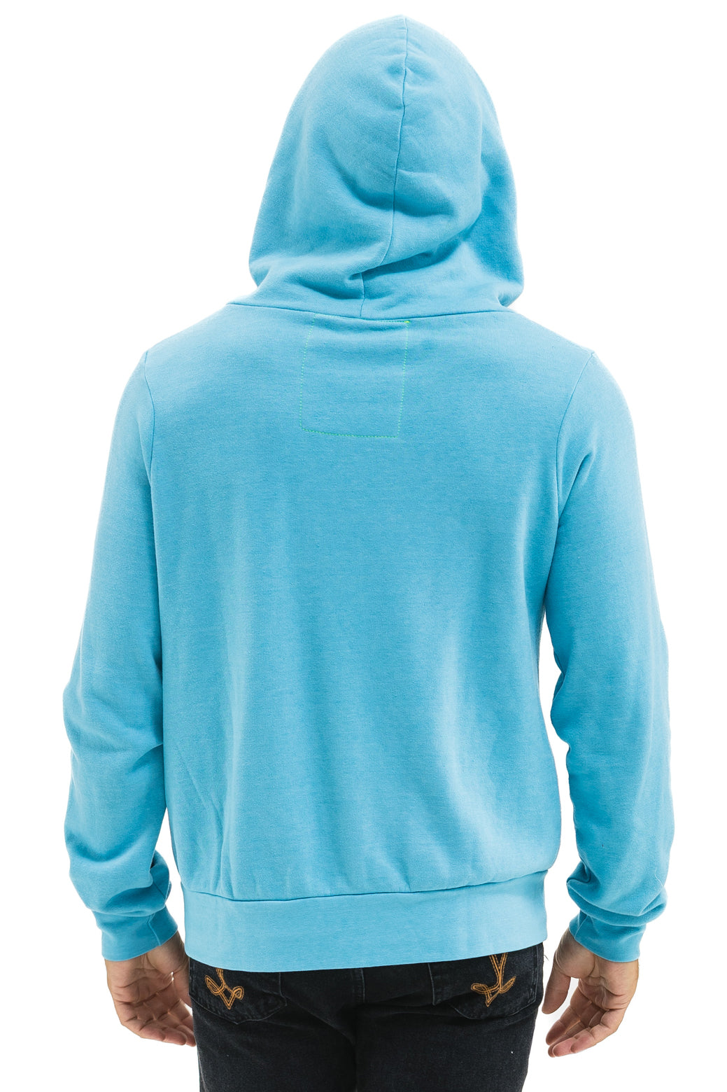 5 STRIPE HOODIE - AQUA // WHITE NEON