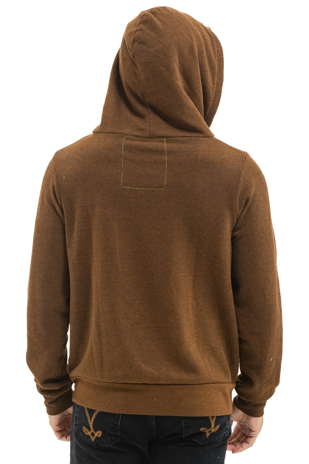 5 STRIPE HOODIE - CHOCOLATE // WHITE NEON