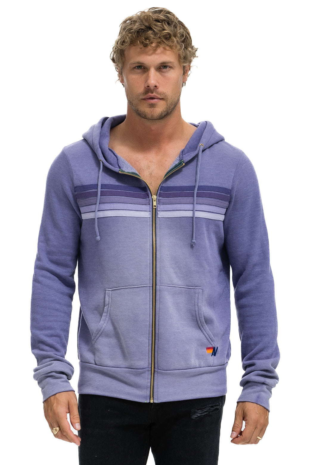 5 STRIPE HOODIE - FADED GRAPE