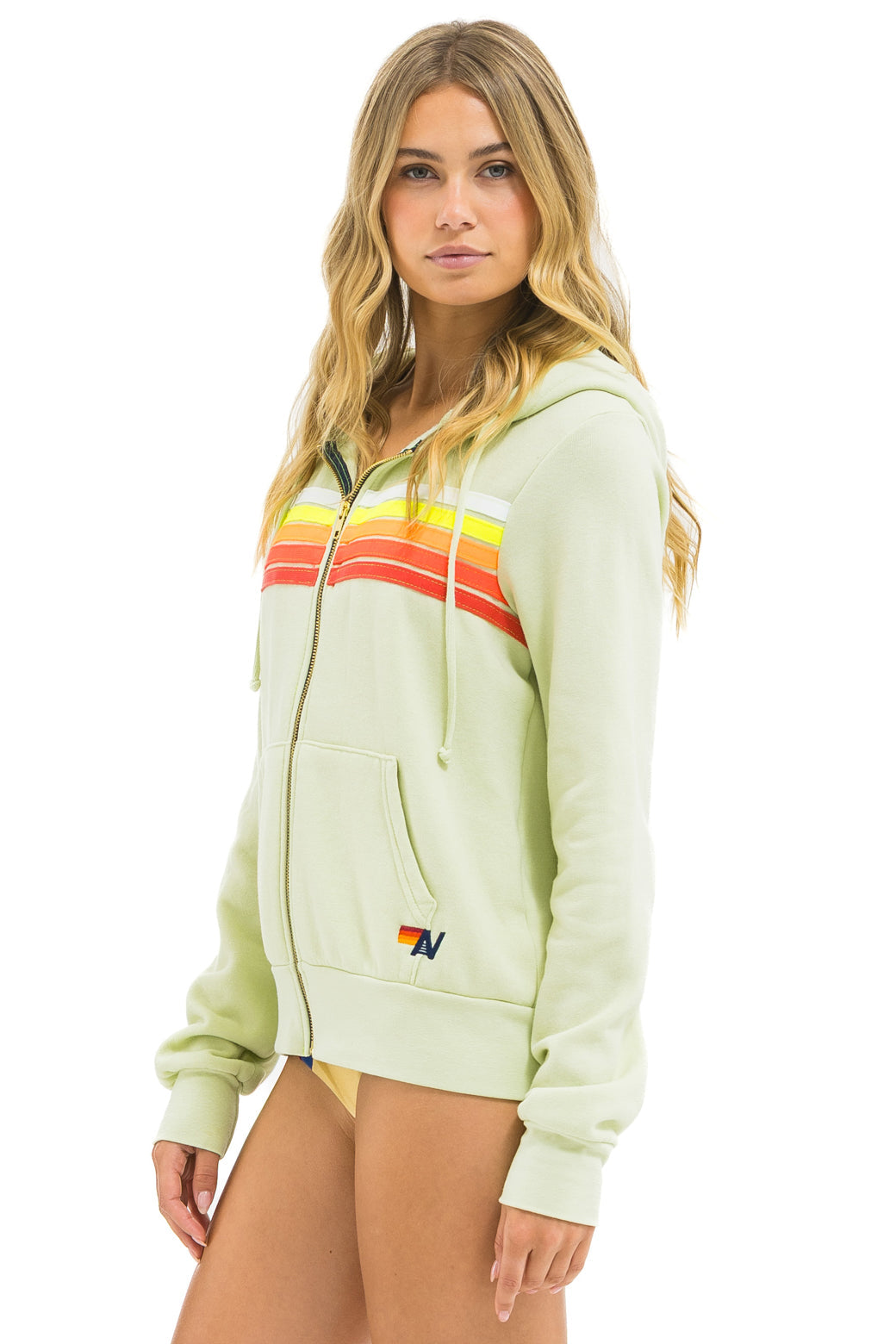 5 STRIPE HOODIE - LIME CREAM // WHITE NEON