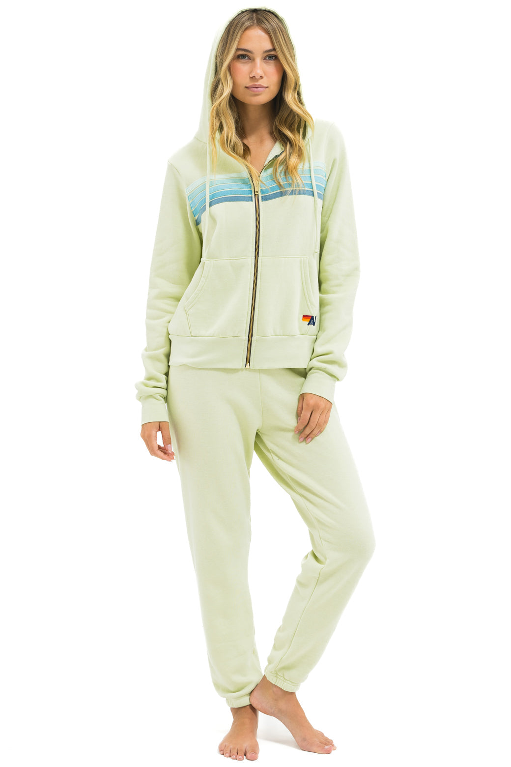 5 STRIPE SWEATPANTS - LIME CREAM // SEAFOAM