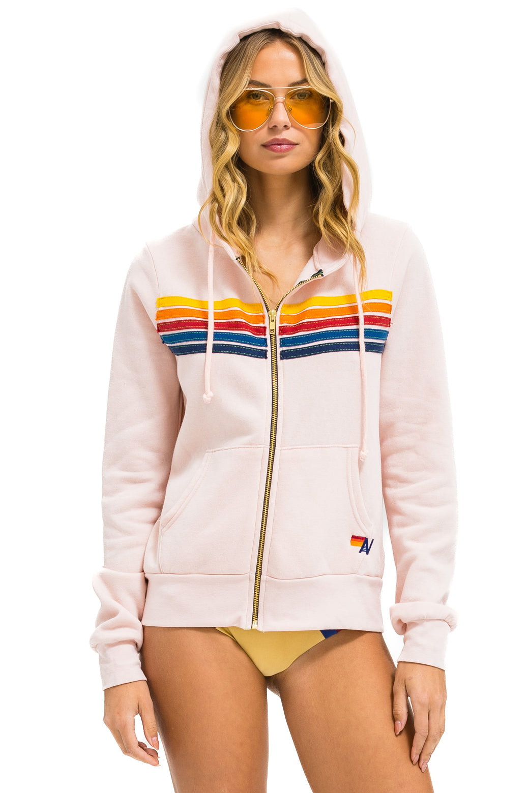5 STRIPE HOODIE - LIGHT PINK