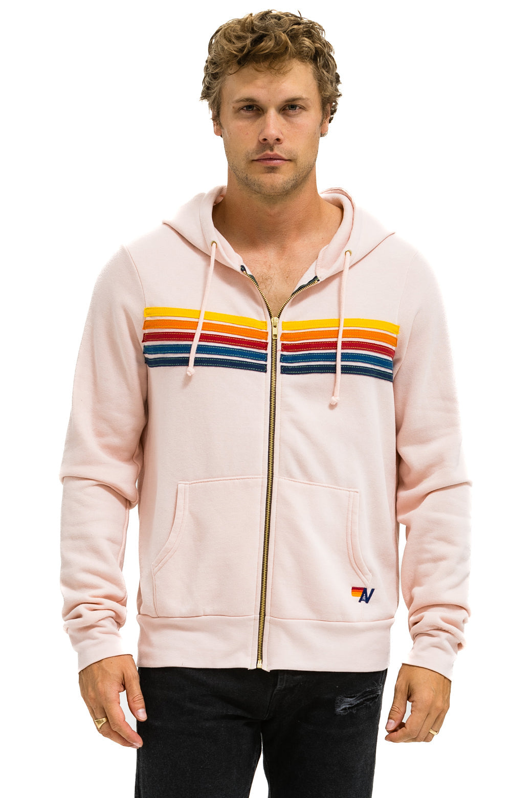 5 STRIPE HOODIE - LIGHT PINK