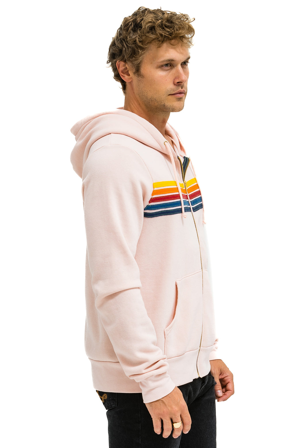 5 STRIPE HOODIE - LIGHT PINK