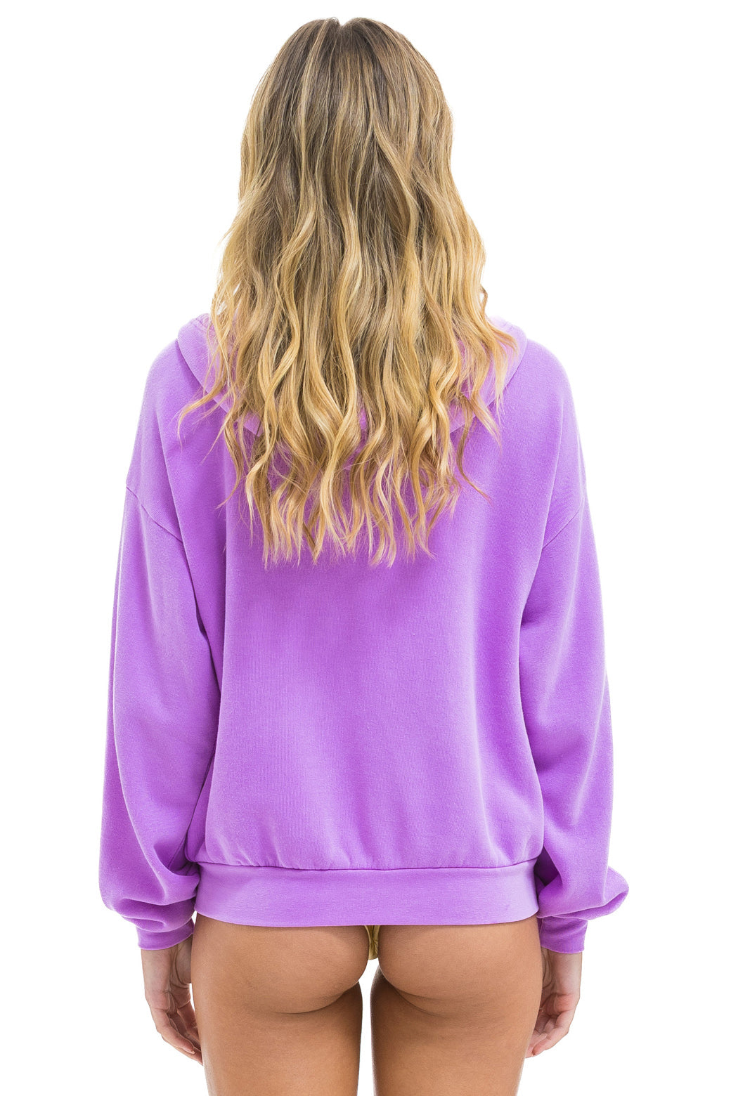 5 STRIPE RELAXED ZIP HOODIE - NEON PURPLE // NEON