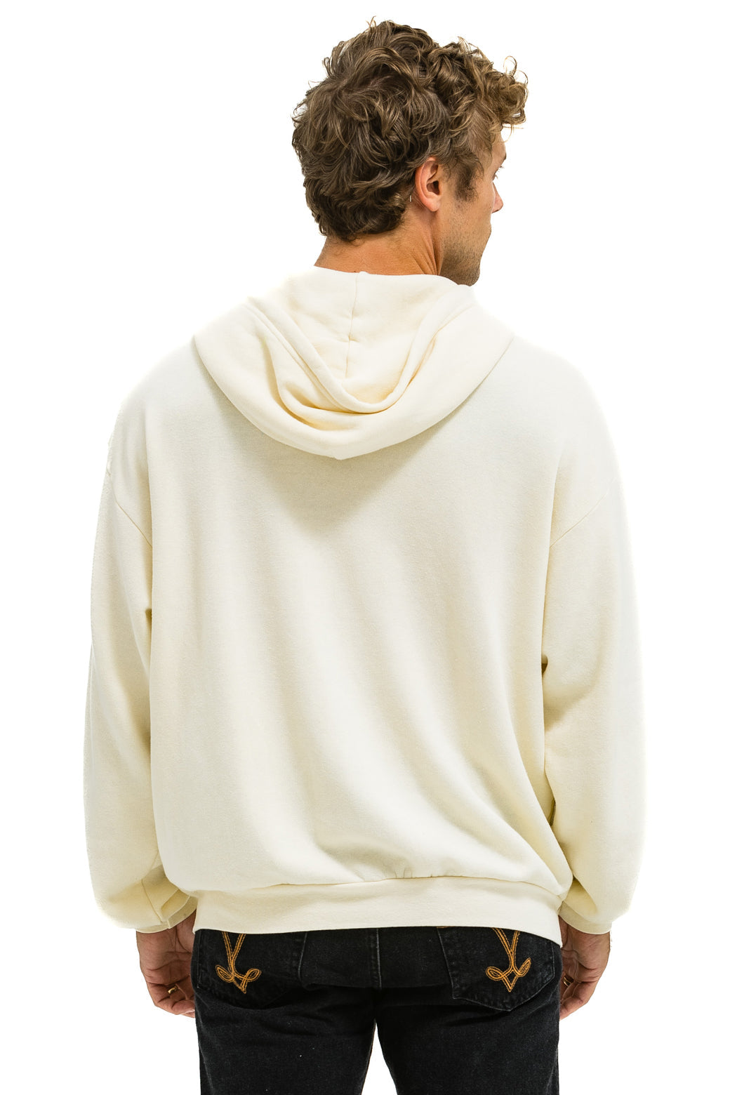 5 STRIPE RELAXED ZIP HOODIE - VINTAGE WHITE // WHITE // GREY