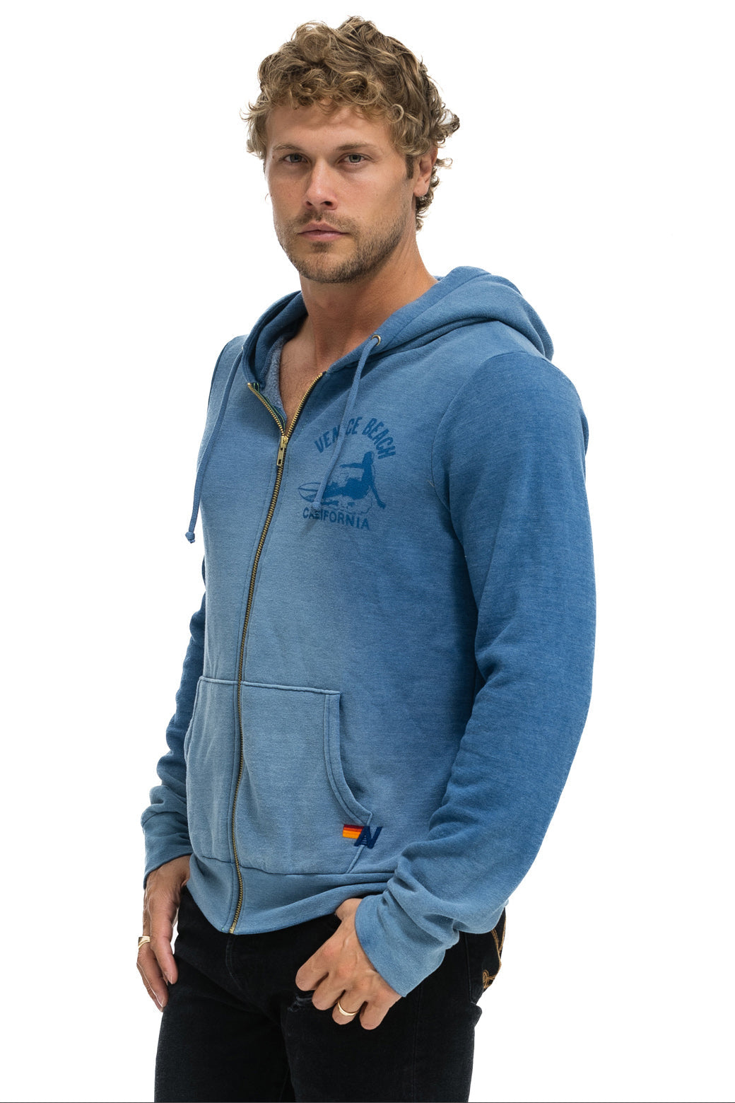 VENICE SURFER ZIP HOODIE - FADED WATER
