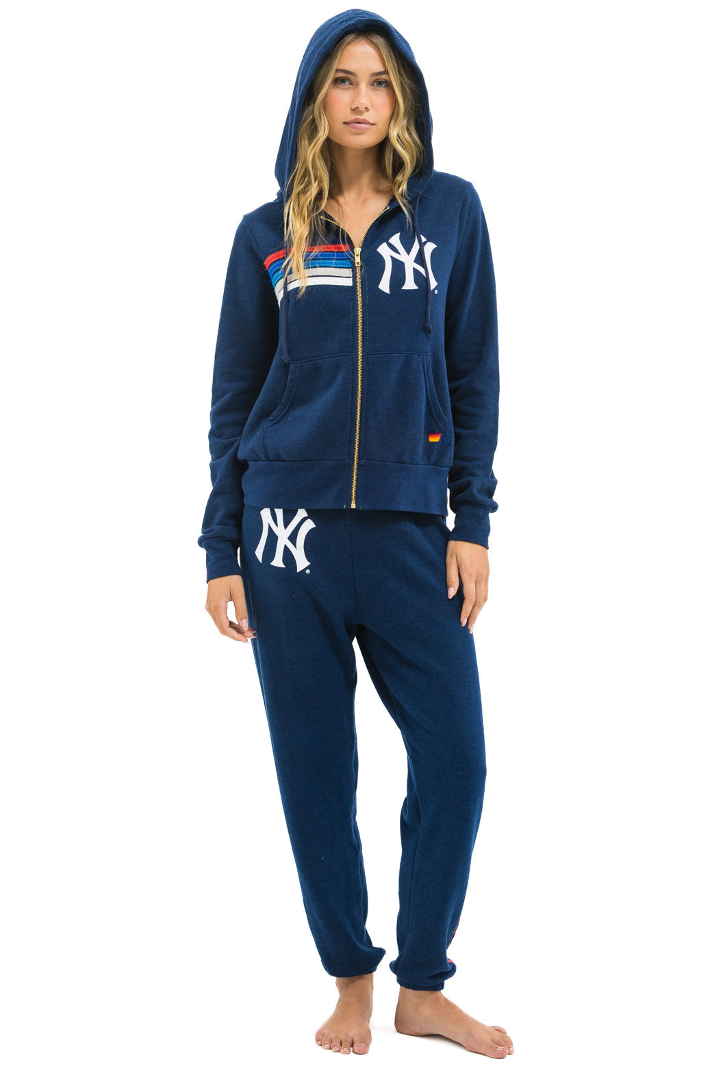 NY YANKEES 5 STRIPE UNISEX SWEATPANTS - NAVY // USA