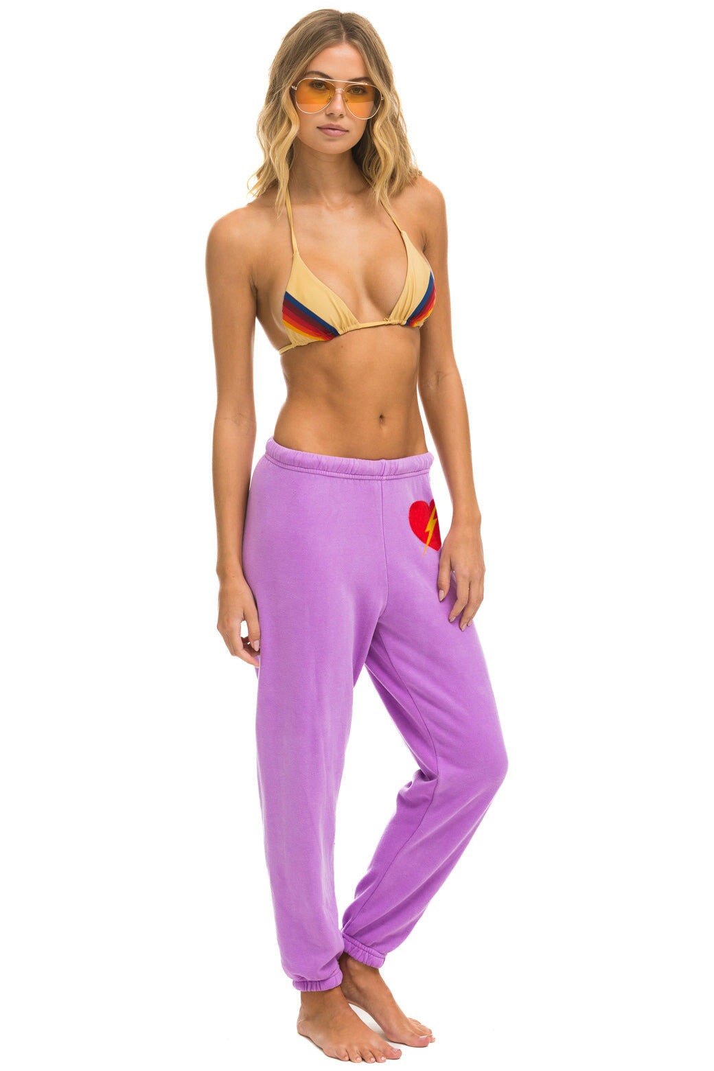 BOLT HEART SWEATPANTS - NEON PURPLE