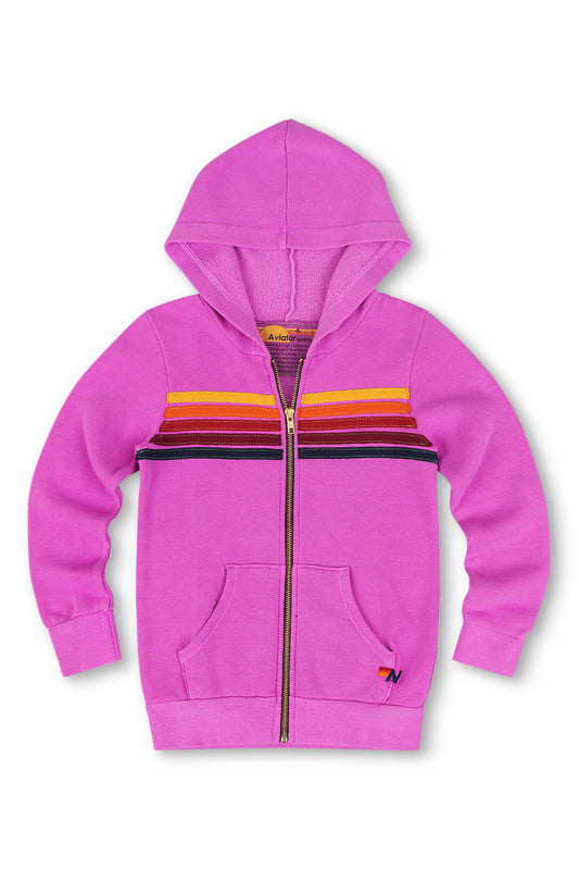 KID'S 5 STRIPE HOODIE - NEON PURPLE