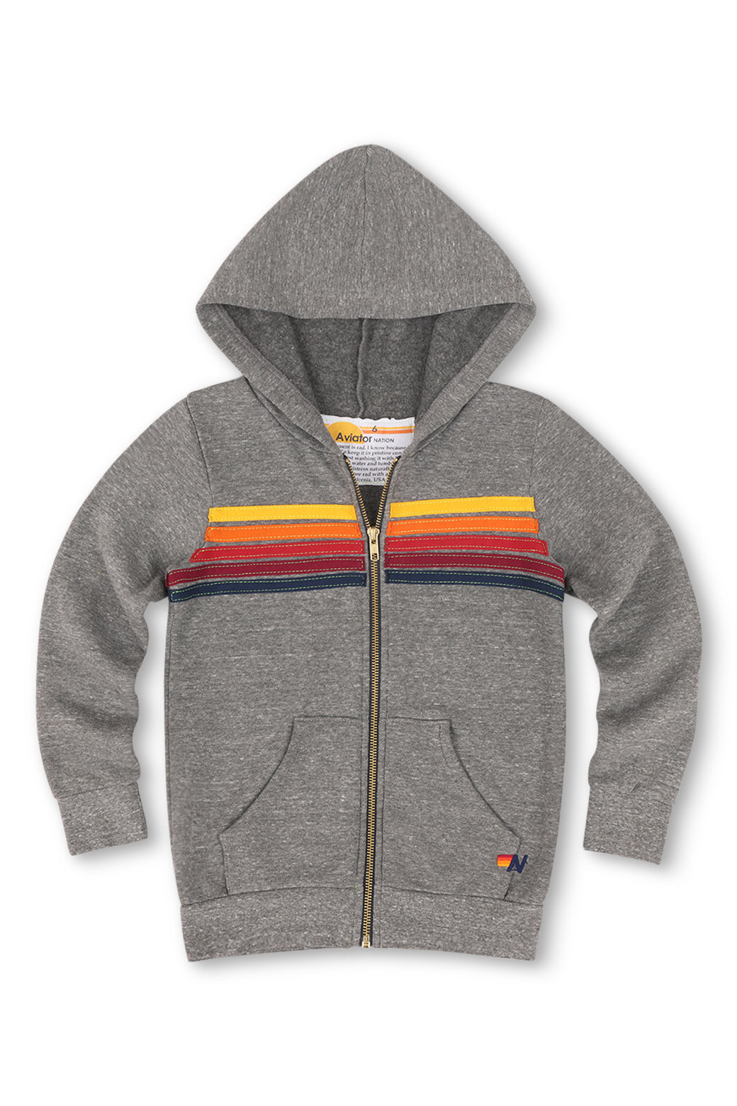 KID'S 5 STRIPE HOODIE - HEATHER GREY