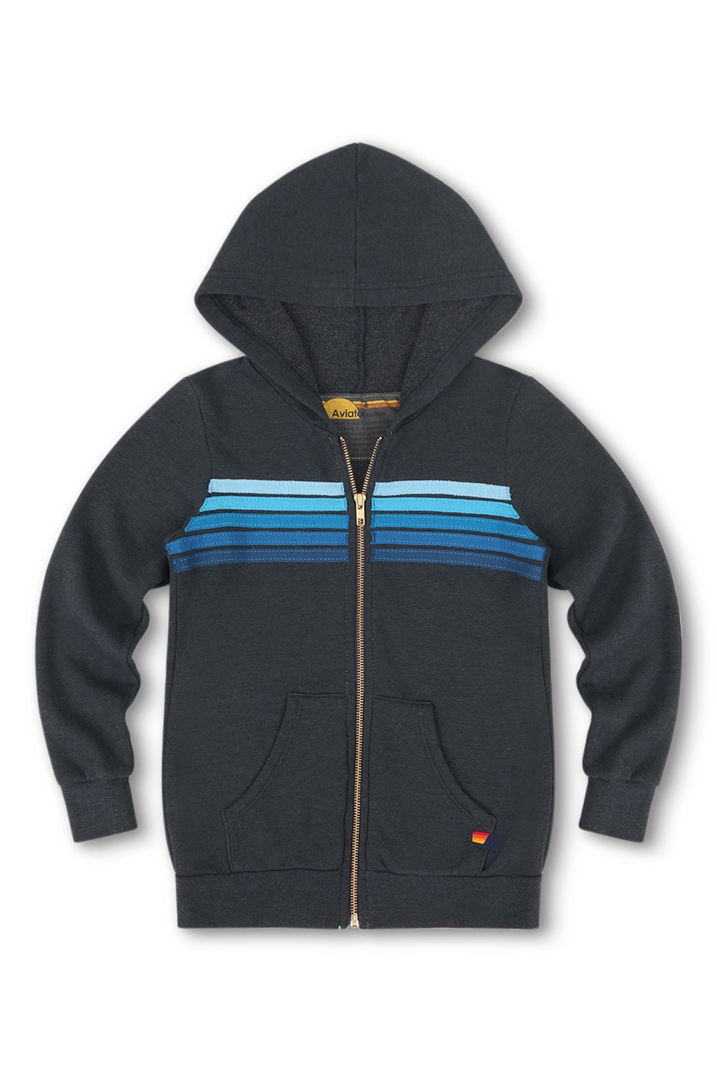 KID'S 5 STRIPE HOODIE - CHARCOAL // BLUE