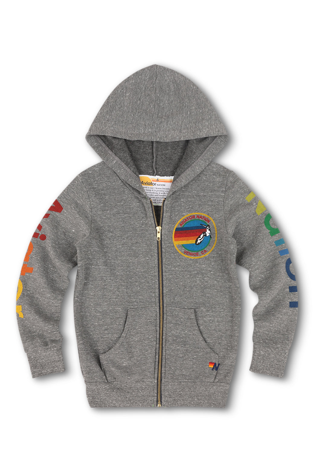 KID'S AVIATOR NATION ZIP HOODIE - HEATHER GREY