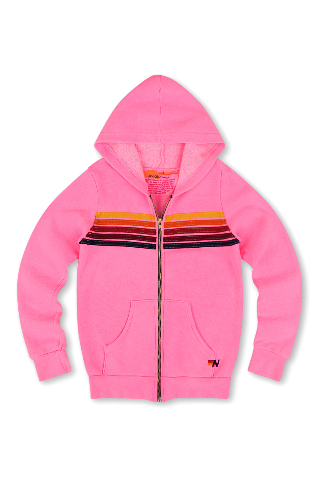 KID'S 5 STRIPE HOODIE - NEON PINK
