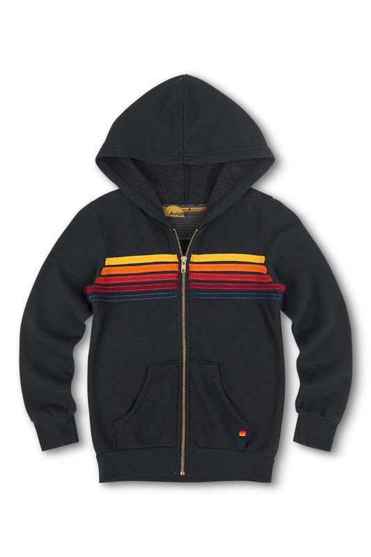 KID'S 5 STRIPE HOODIE - CHARCOAL