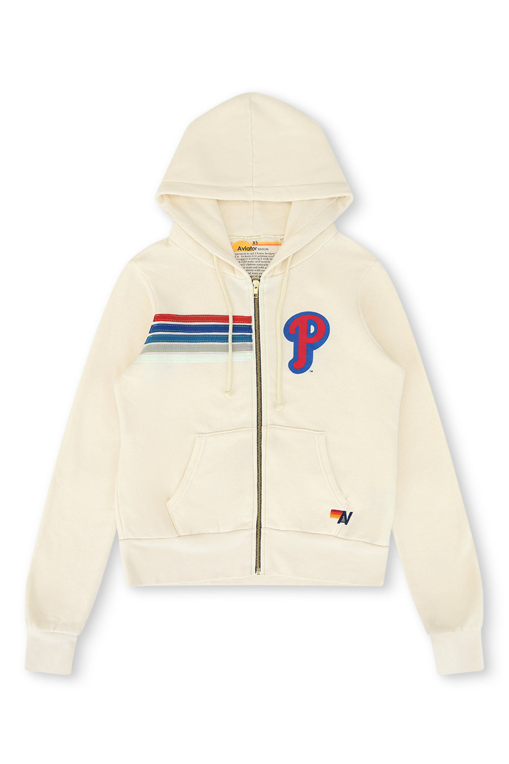 PHILLIES 5 STRIPE ZIP HOODIE - VINTAGE WHITE // USA
