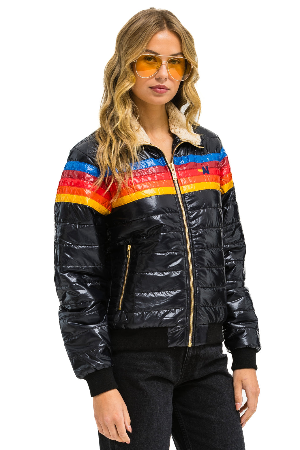 5 STRIPE JACKET - GLOSSY BLACK