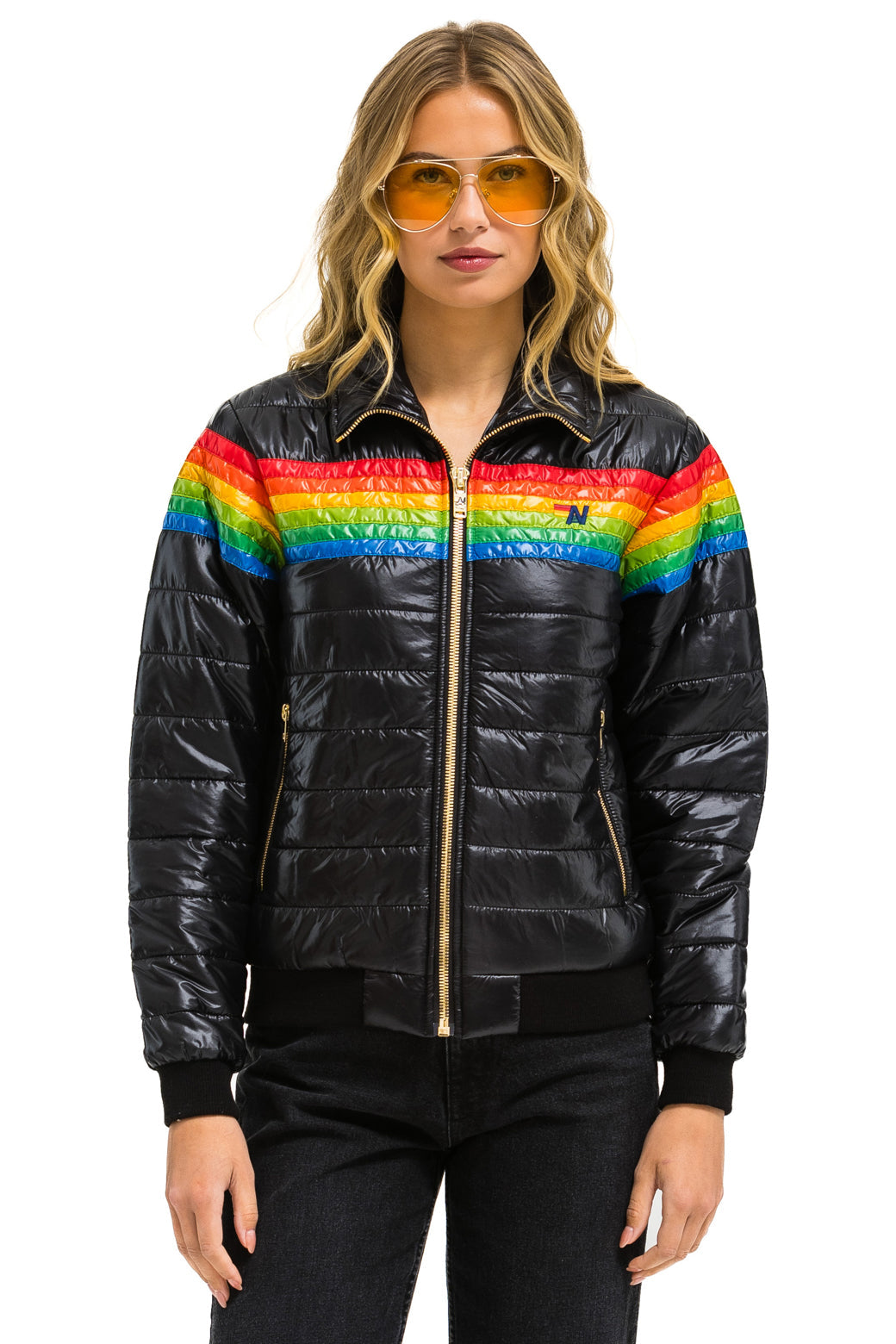 6 STRIPE JACKET -  GLOSSY BLACK