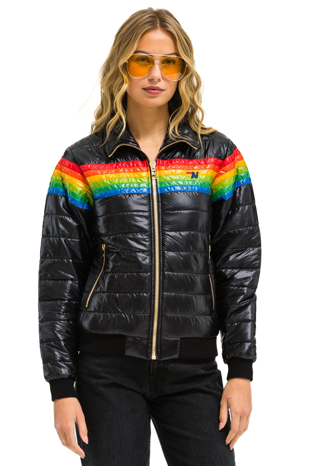 6 STRIPE JACKET -  GLOSSY BLACK