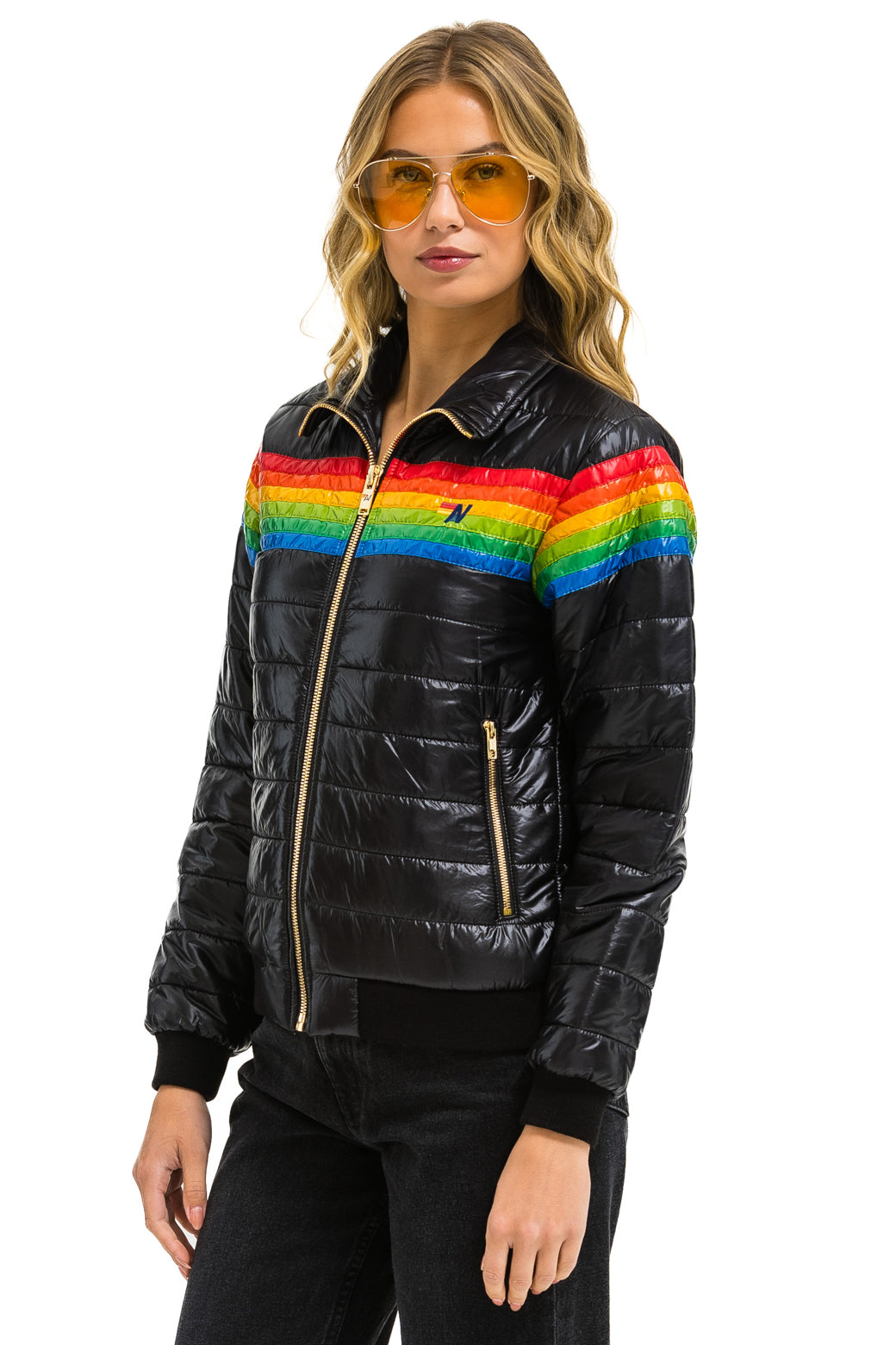 6 STRIPE JACKET -  GLOSSY BLACK