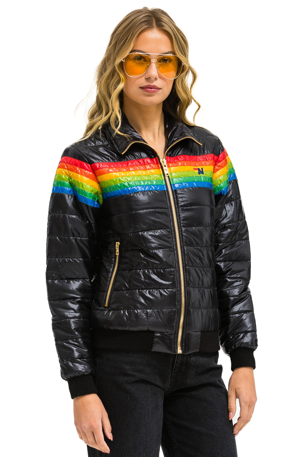 6 STRIPE JACKET -  GLOSSY BLACK