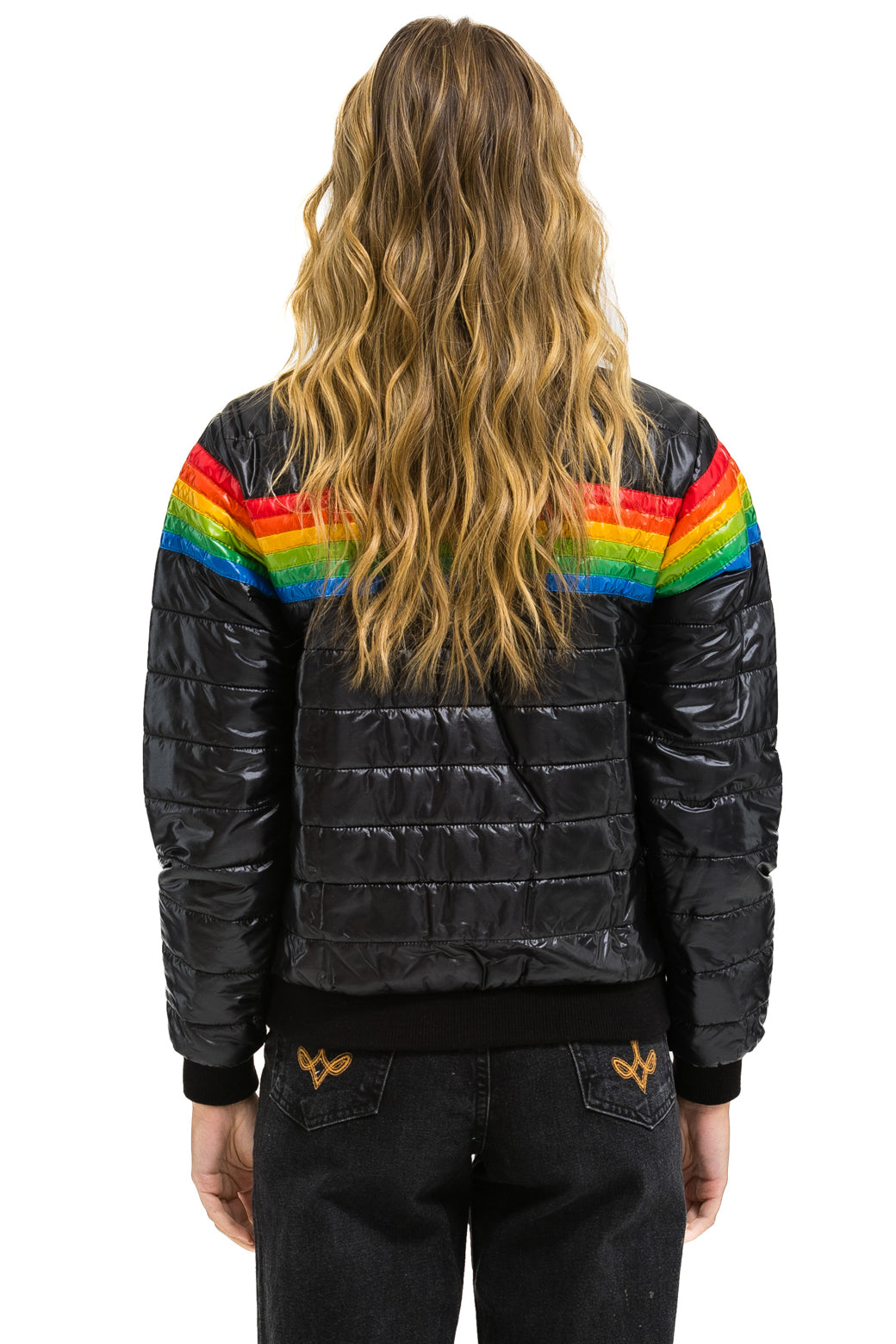 6 STRIPE JACKET -  GLOSSY BLACK