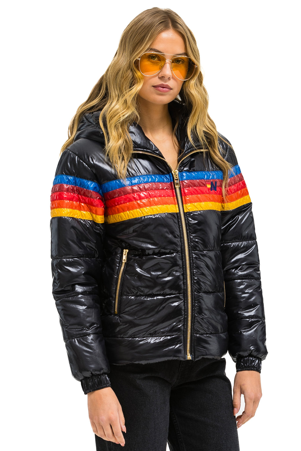 5 STRIPE TREKKER JACKET - GLOSSY BLACK