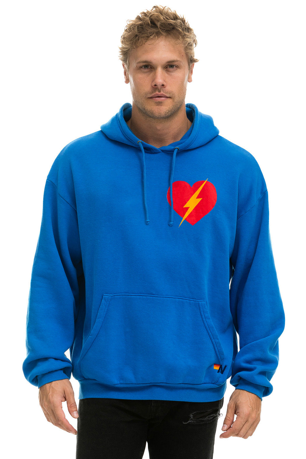 BOLT HEART PULLOVER RELAXED HOODIE - ADVENTURE BLUE