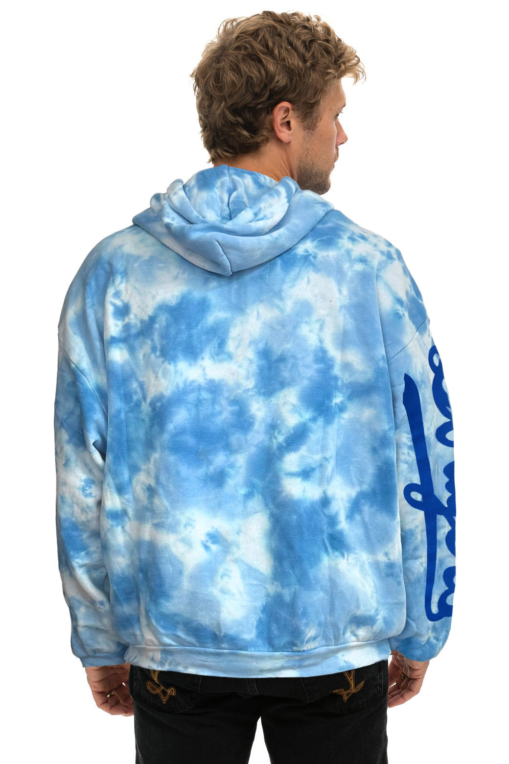 LOS ANGELES DODGERS HAND DYED RELAXED PULLOVER HOODIE - TIE DYE BLUE