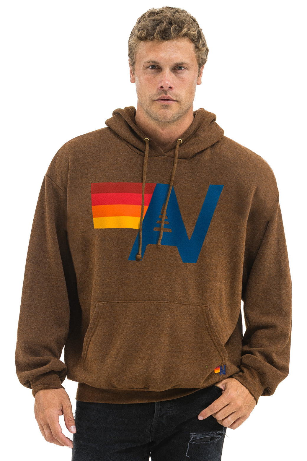 LOGO PULLOVER RELAXED HOODIE - CHOCOLATE