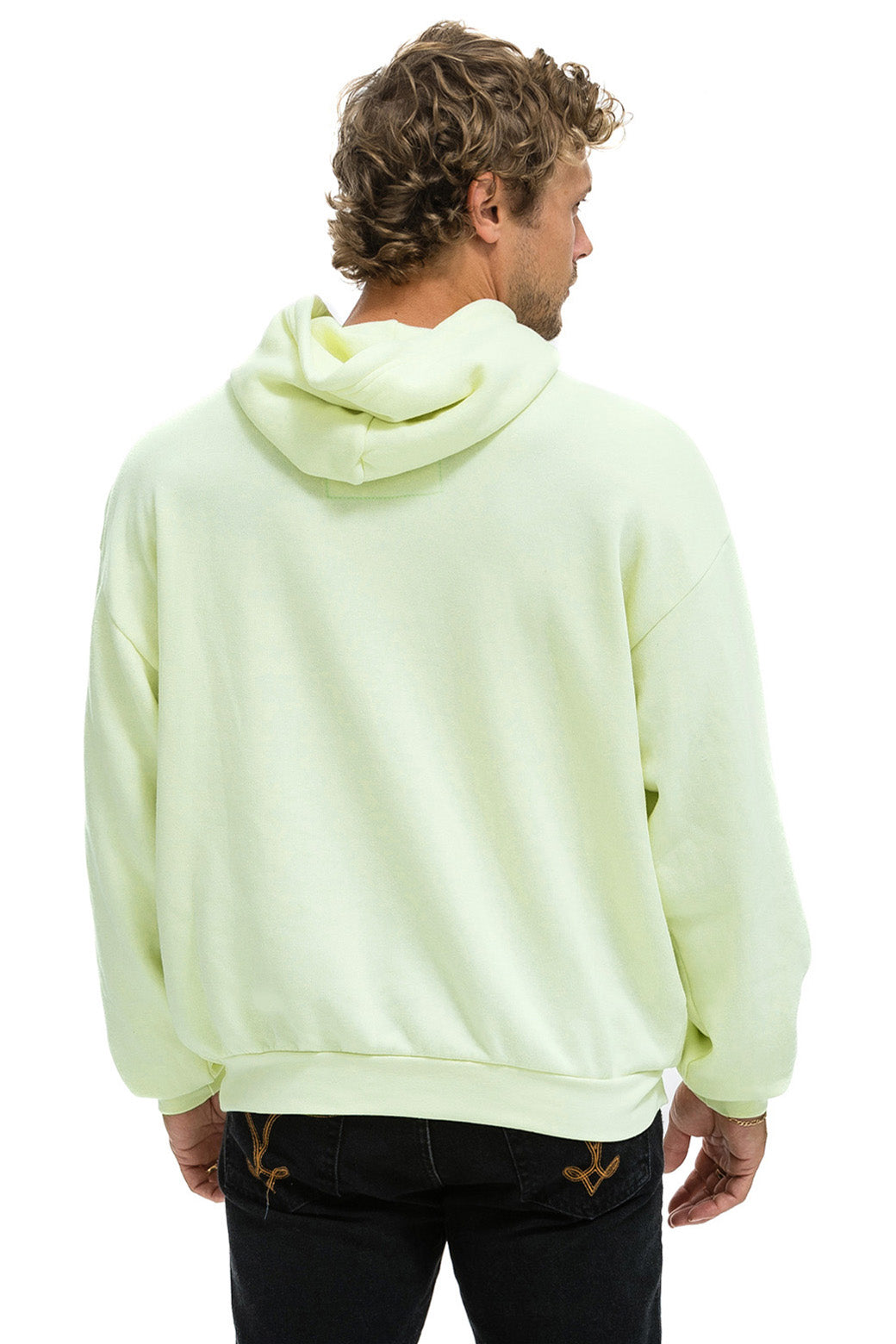 WAVE STRIPE 4 PULLOVER HOODIE RELAXED - LIME CREAM // SEAFOAM