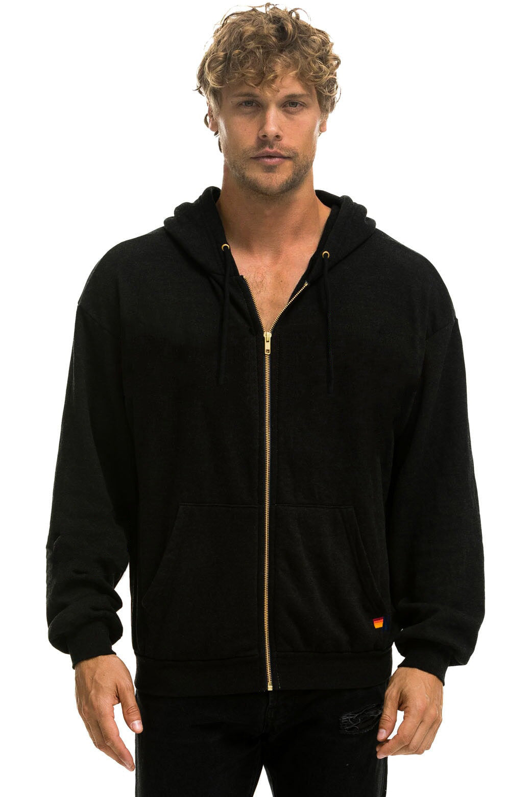 LOCALS ONLY RELAXED ZIP HOODIE - BLACK