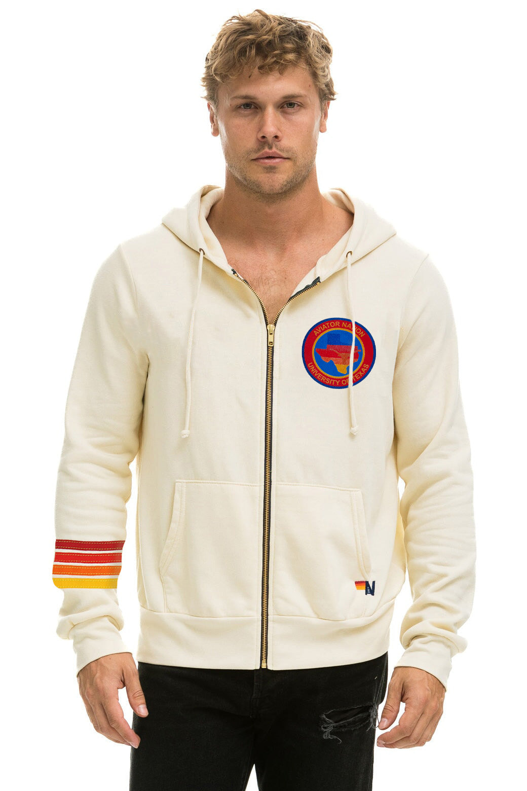 UNIVERSITY OF TEXAS CIRCLE HOOKEM ZIP HOODIE - VINTAGE WHITE