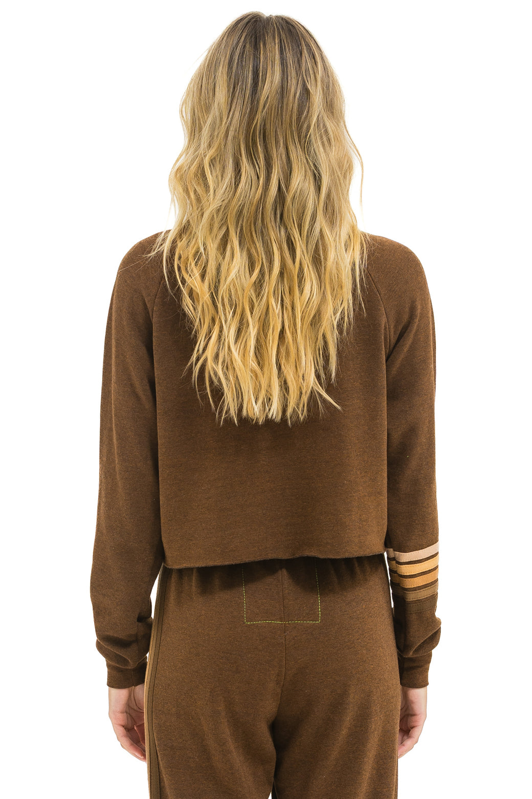 BOLT RUGBY STITCH CROPPED CREW SWEATSHIRT - CHOCOLATE // ESPRESSO