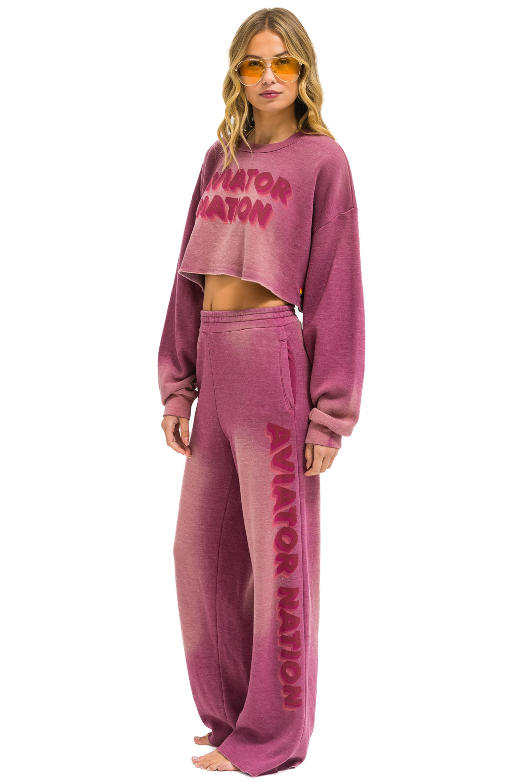 AN 3D WIDE LEG POCKET SWEATPANTS - FADED BERRY