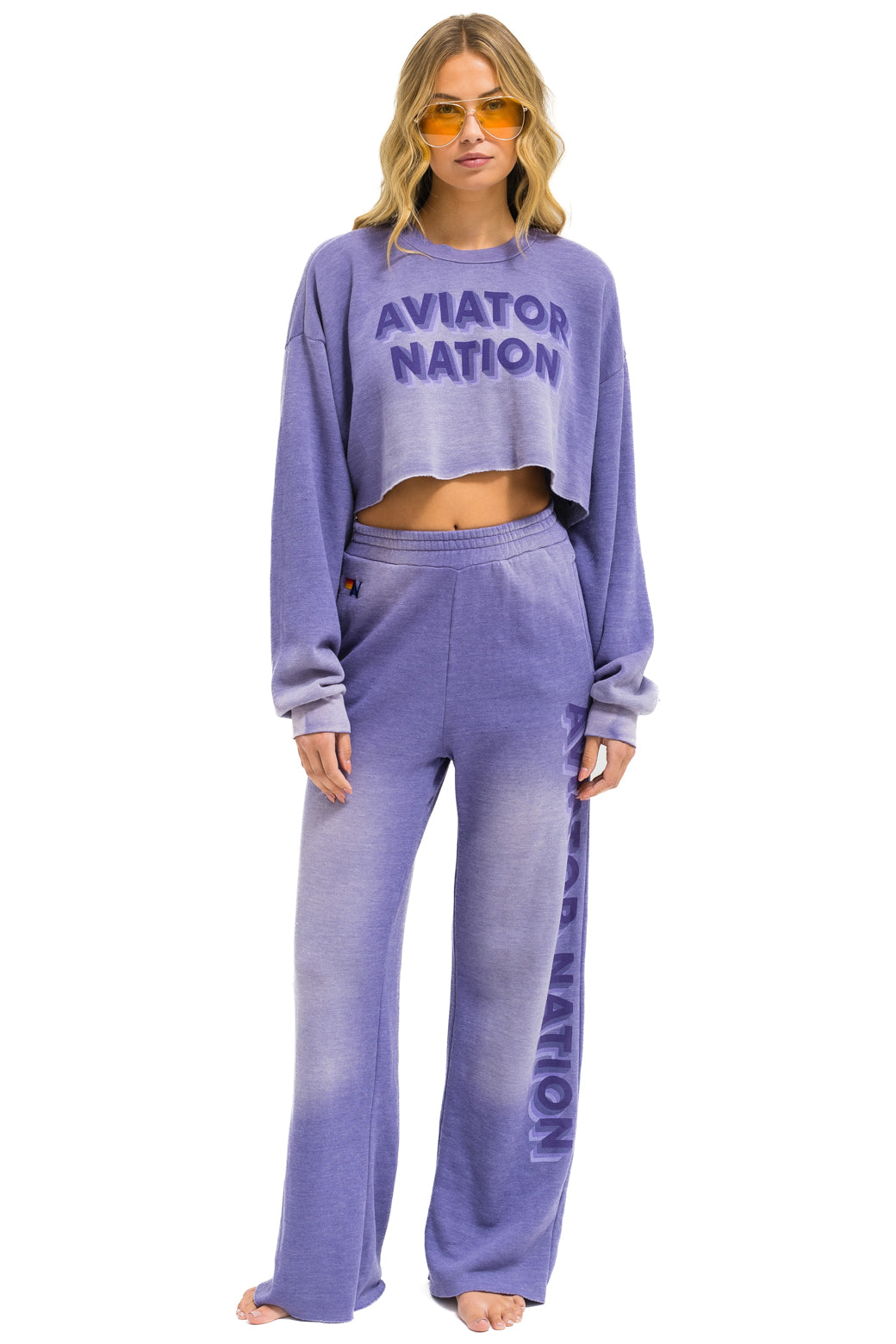AN 3D CROPPED CREW SWEATSHIRT RELAXED - FADED GRAPE