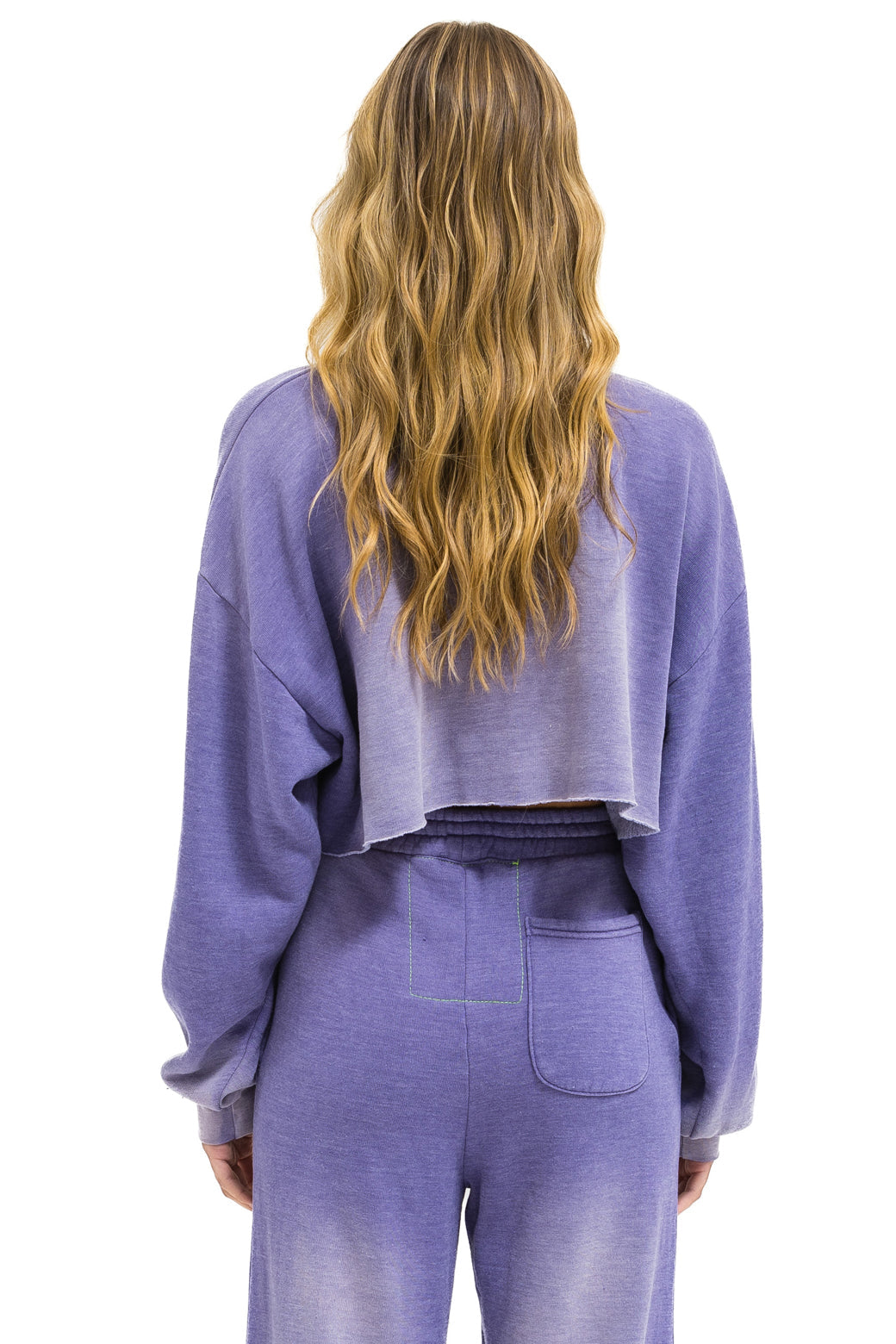 AN 3D CROPPED CREW SWEATSHIRT RELAXED - FADED GRAPE