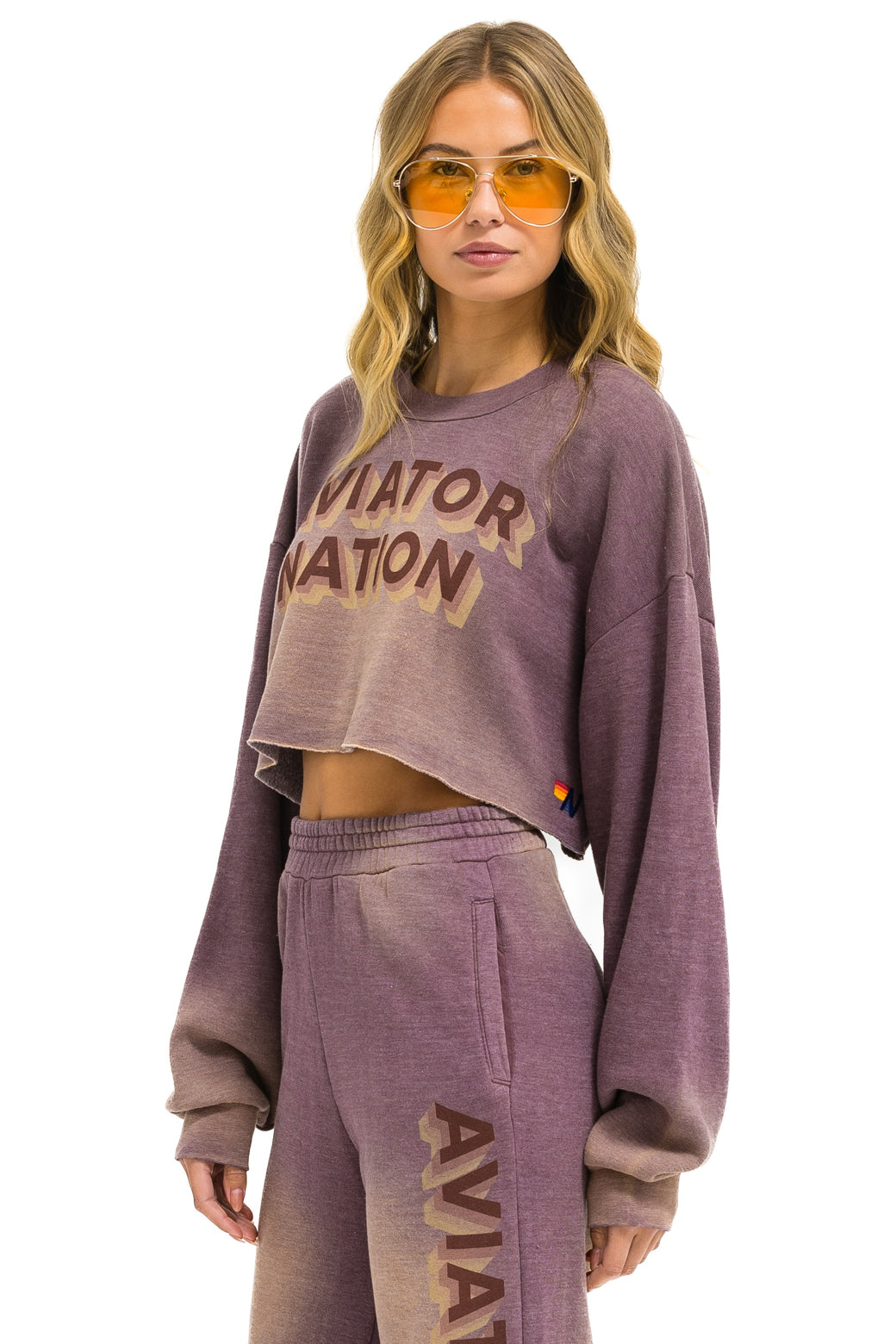 AN 3D CROPPED CREW SWEATSHIRT RELAXED - FADED MOCHA