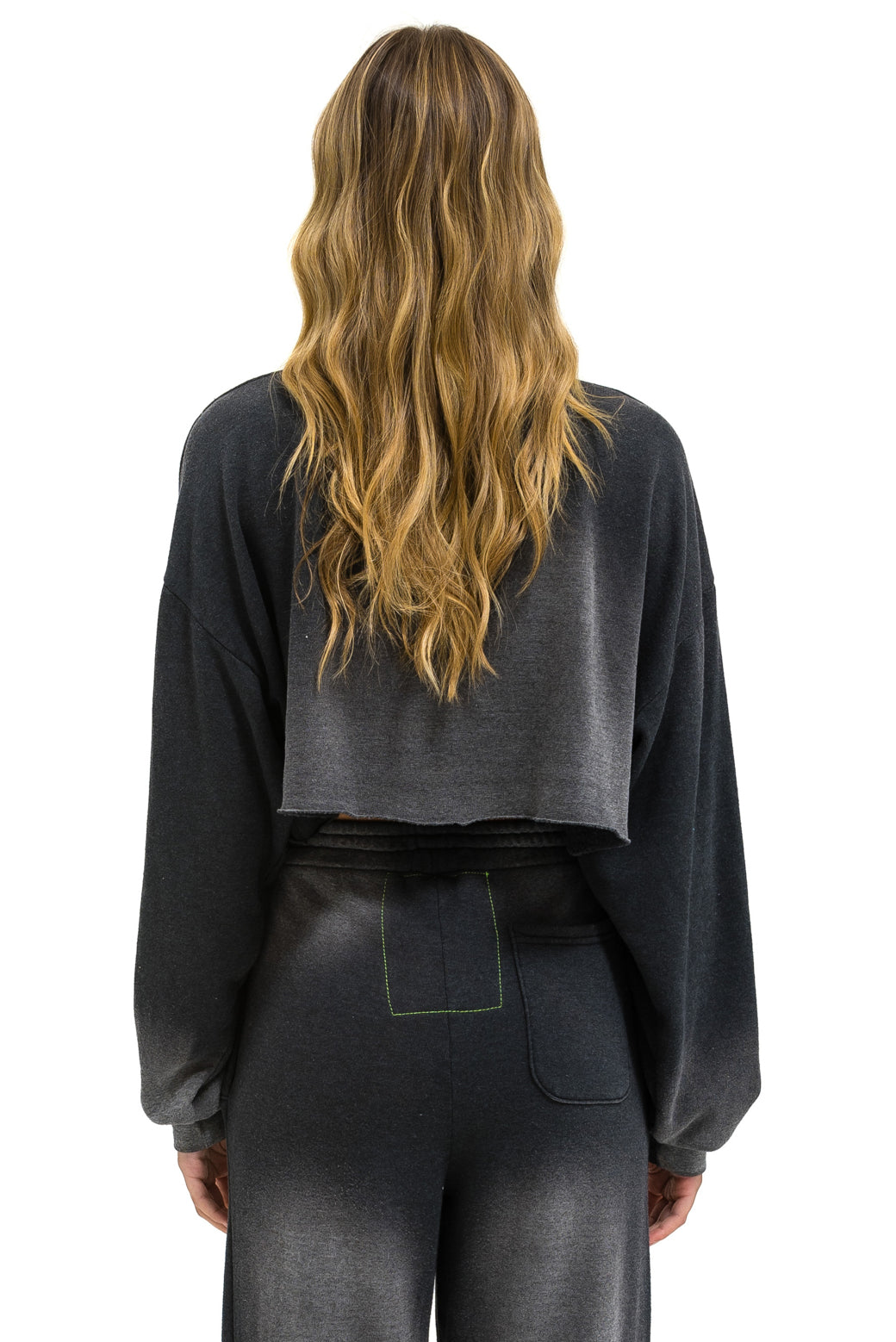 BOLT STITCH CROPPED CREW SWEATSHIRT RELAXED - FADED SMOKE