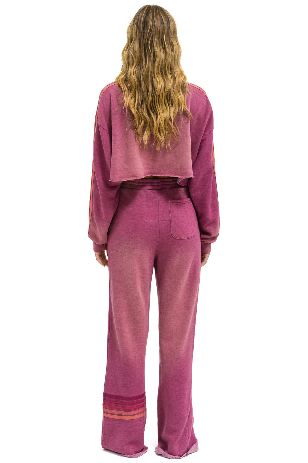 CLASSIC STRIPE CROPPED CREW SWEATSHIRT RELAXED - FADED BERRY