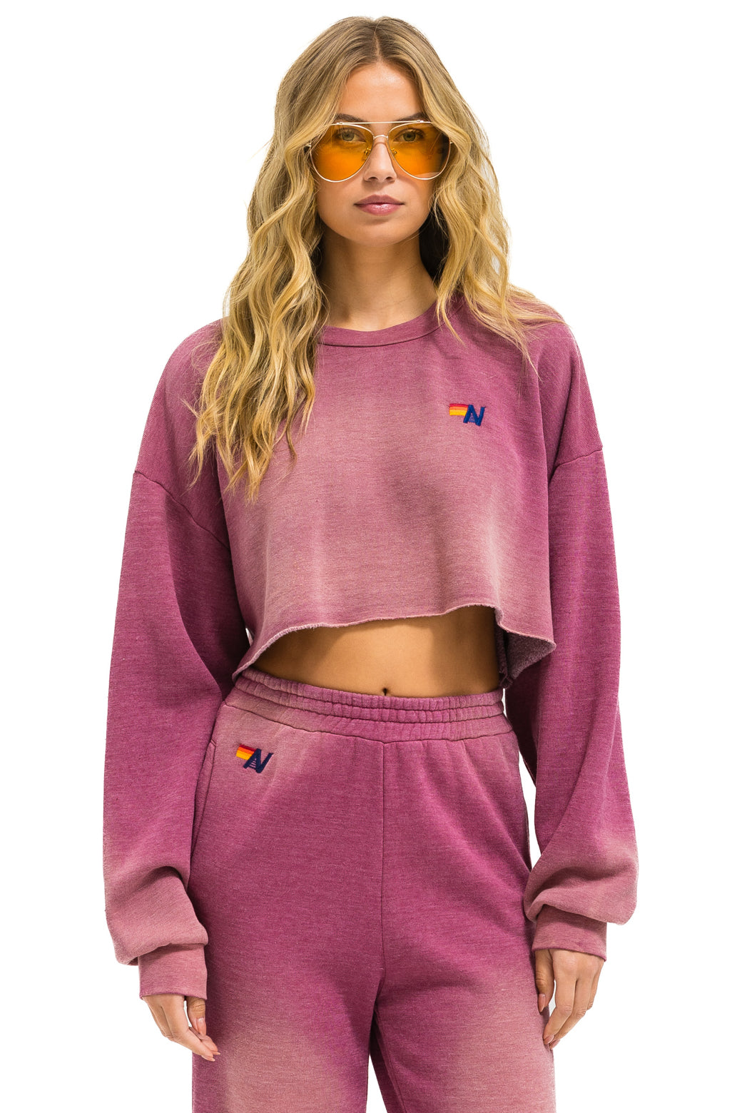 ESSENTIAL CROPPED CREW SWEATSHIRT RELAXED - FADED BERRY