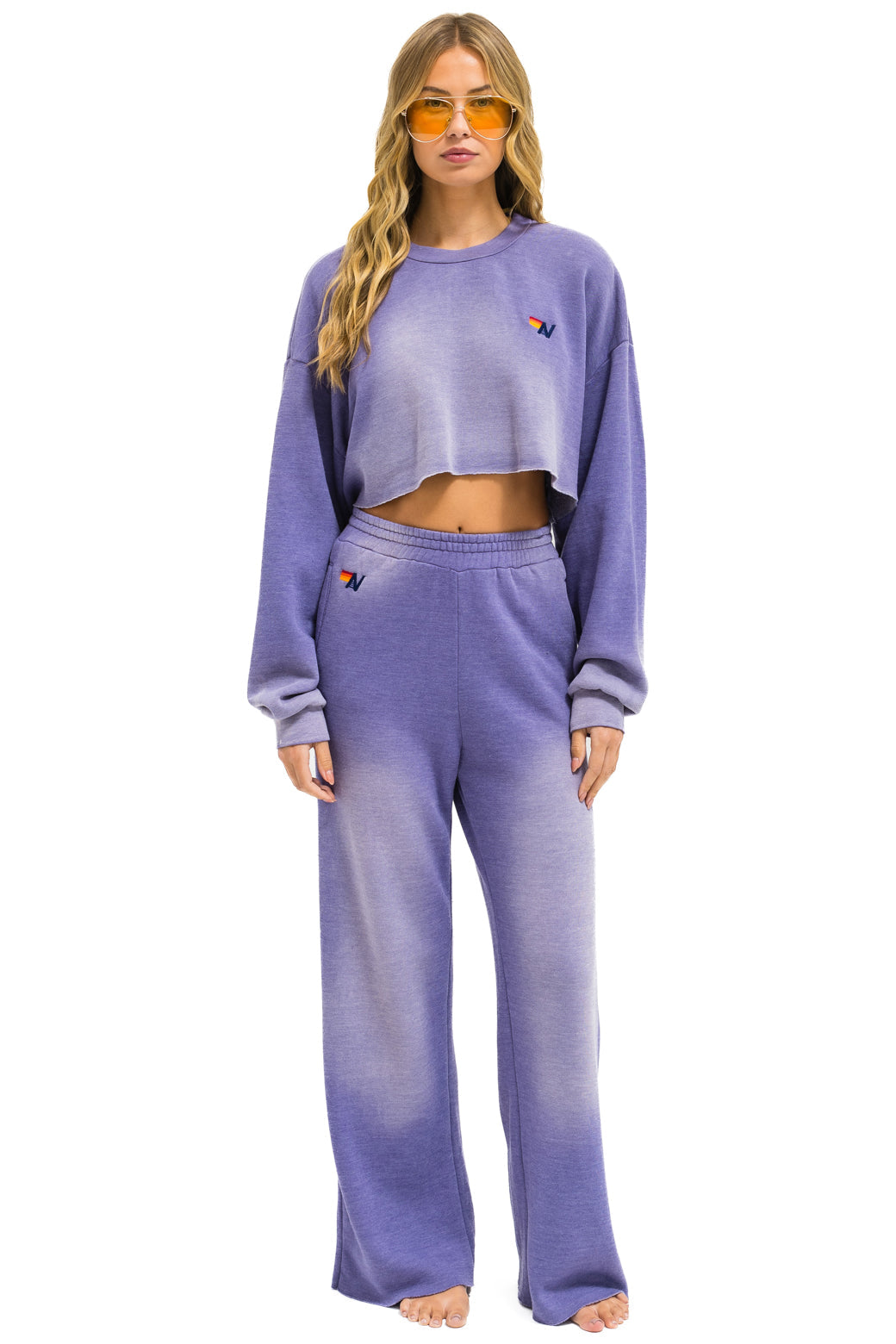 ESSENTIAL WIDE LEG POCKET SWEATPANTS - FADED GRAPE