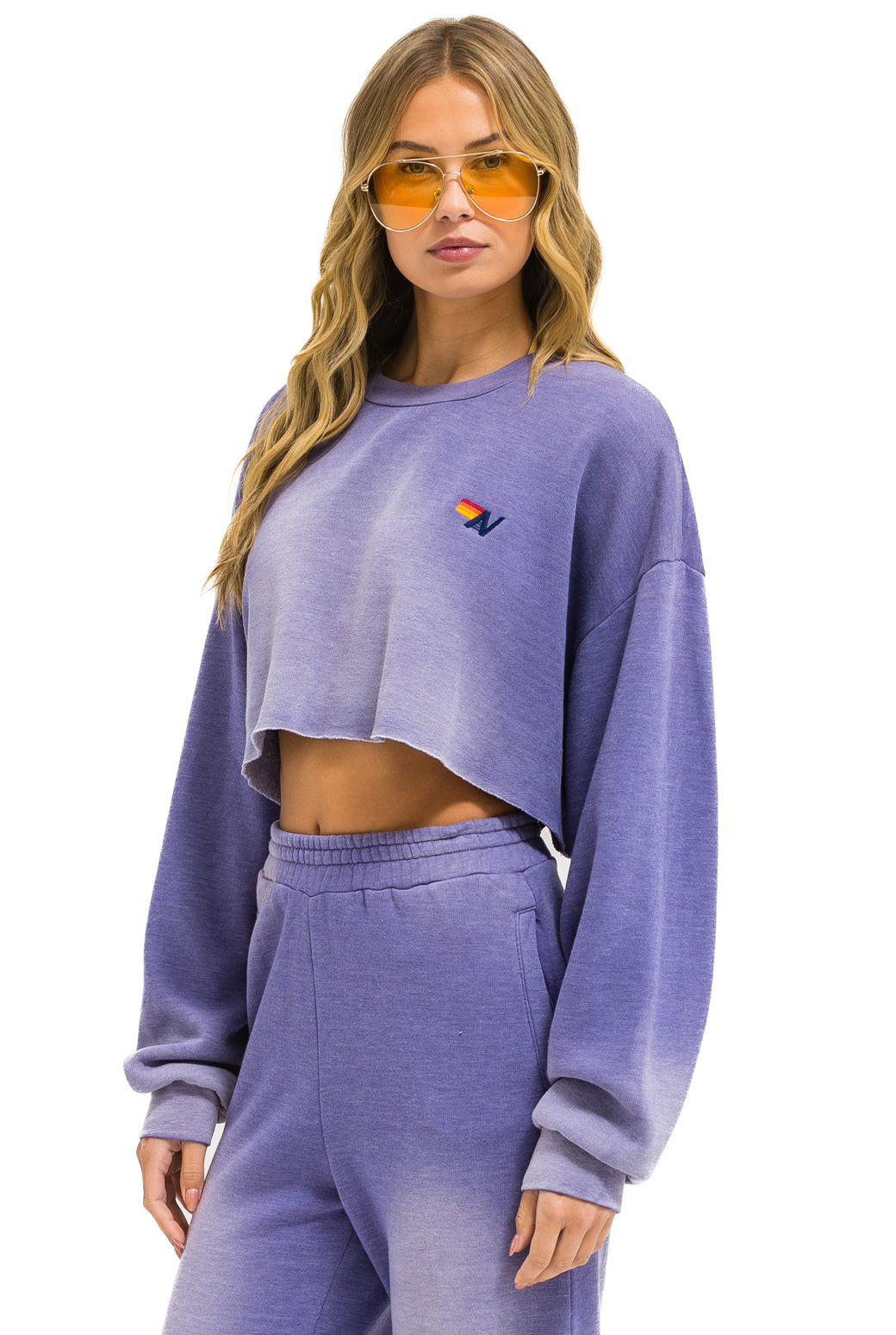 ESSENTIAL CROPPED CREW SWEATSHIRT RELAXED - FADED GRAPE
