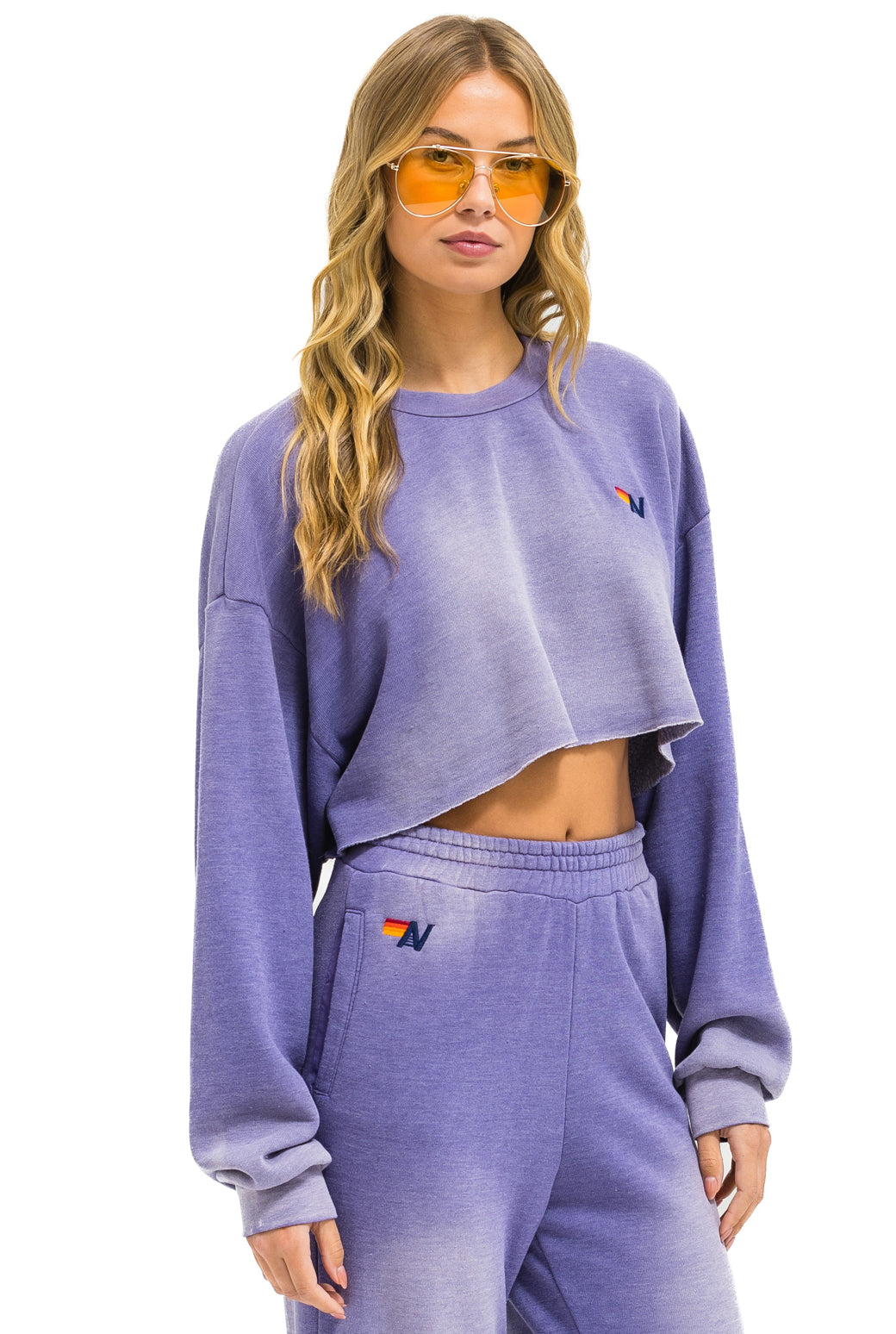 ESSENTIAL CROPPED CREW SWEATSHIRT RELAXED - FADED GRAPE