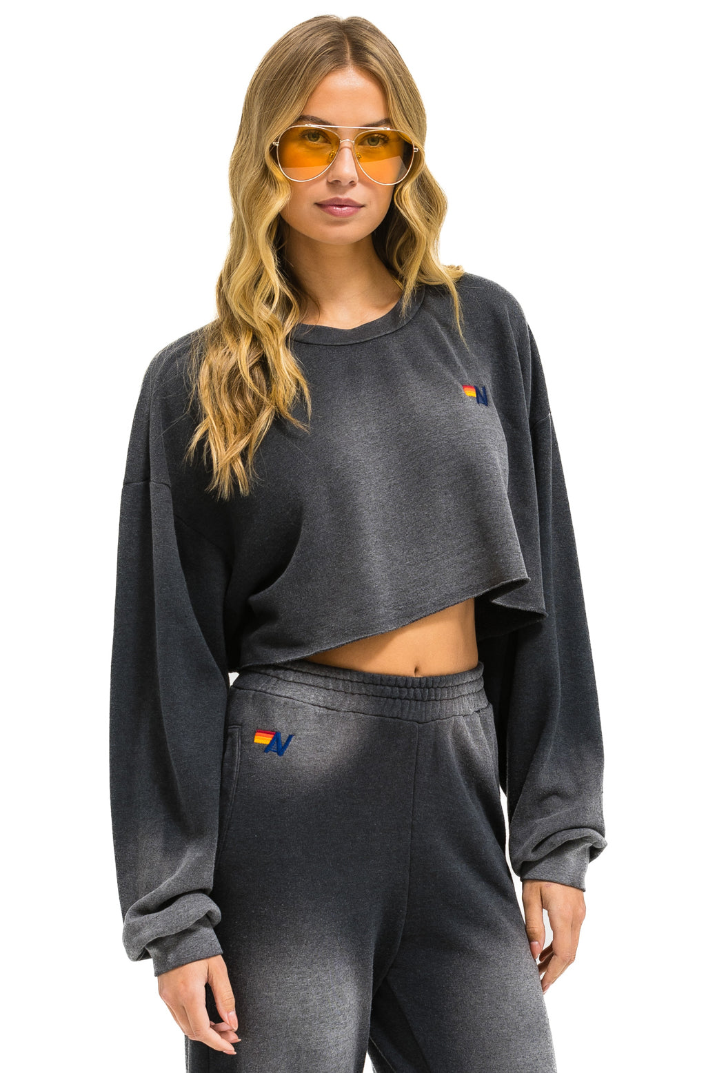 ESSENTIAL CROPPED CREW SWEATSHIRT RELAXED - FADED SMOKE