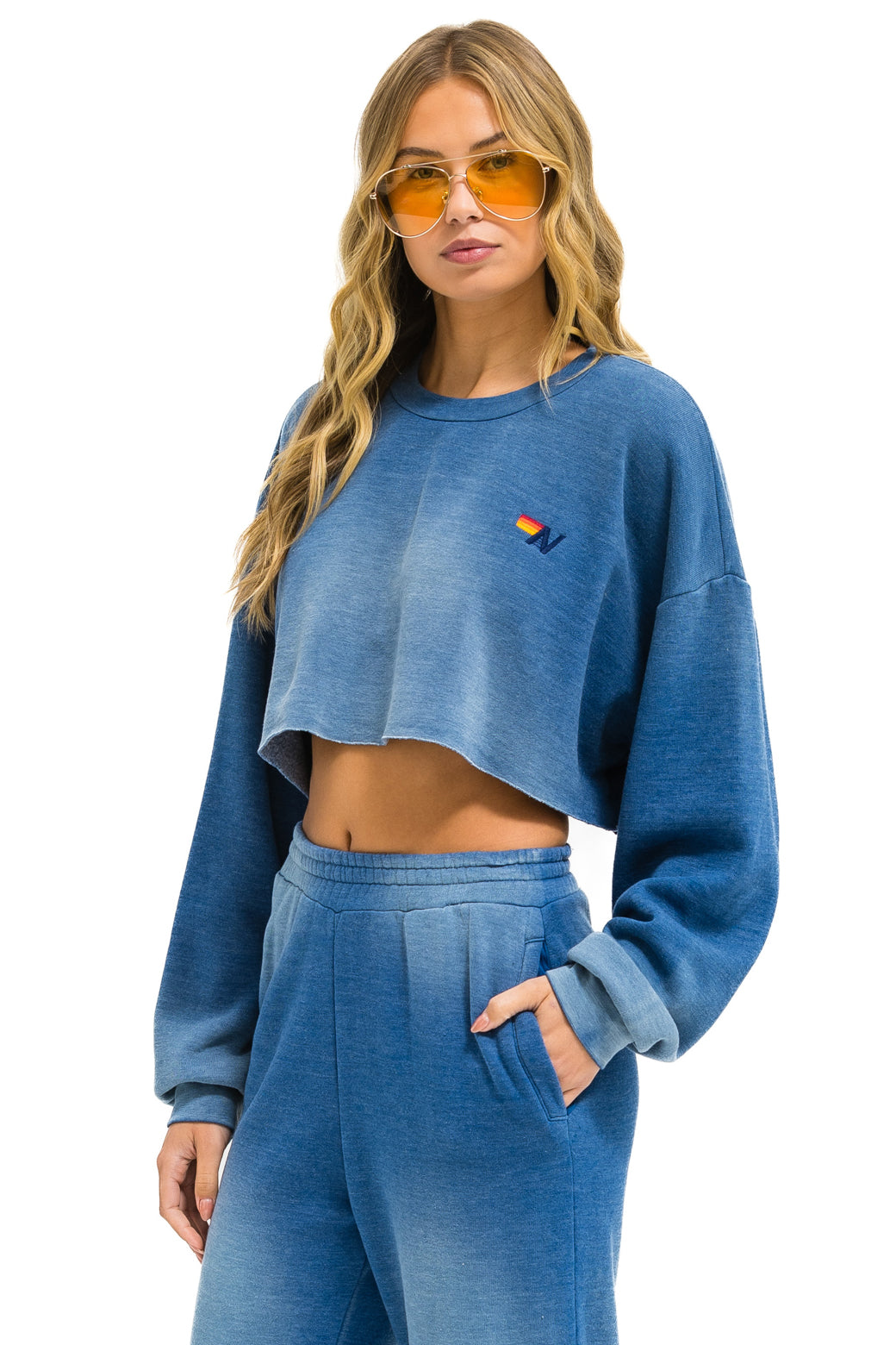 ESSENTIAL CROPPED CREW SWEATSHIRT RELAXED - FADED WATER
