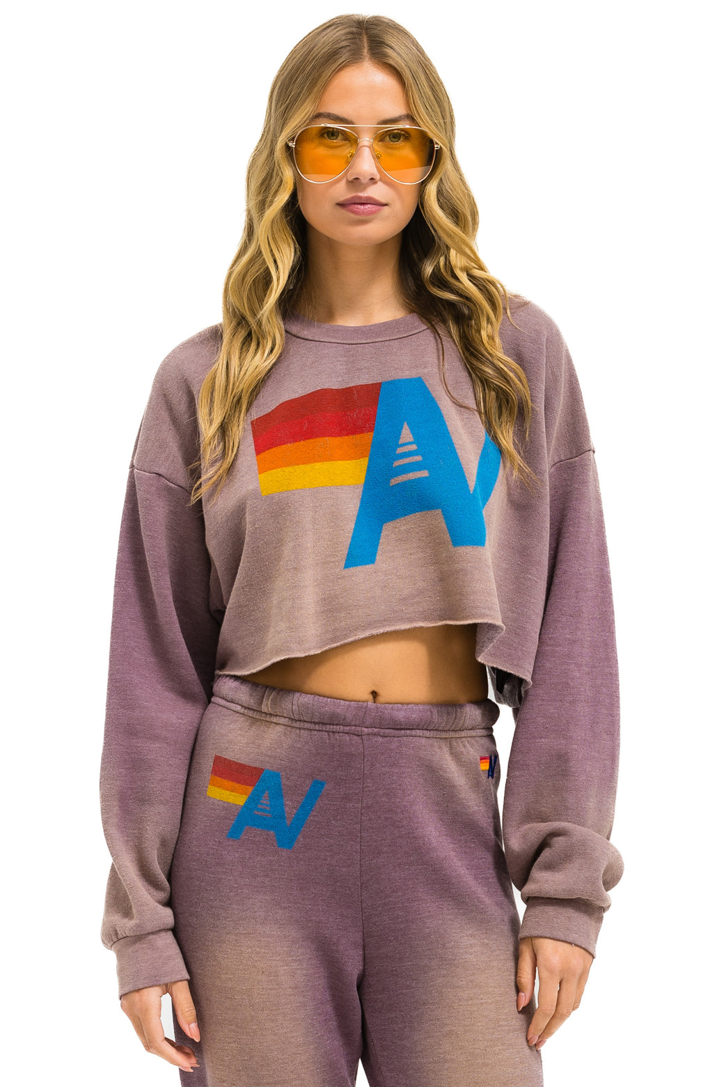 VINTAGE LOGO CROPPED CREW SWEATSHIRT RELAXED - FADED MOCHA