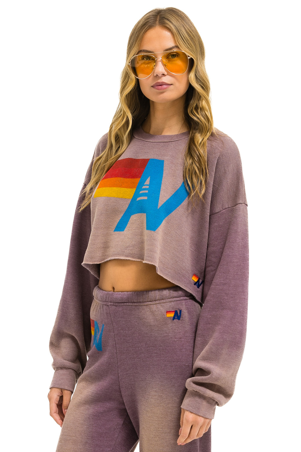 VINTAGE LOGO CROPPED CREW SWEATSHIRT RELAXED - FADED MOCHA