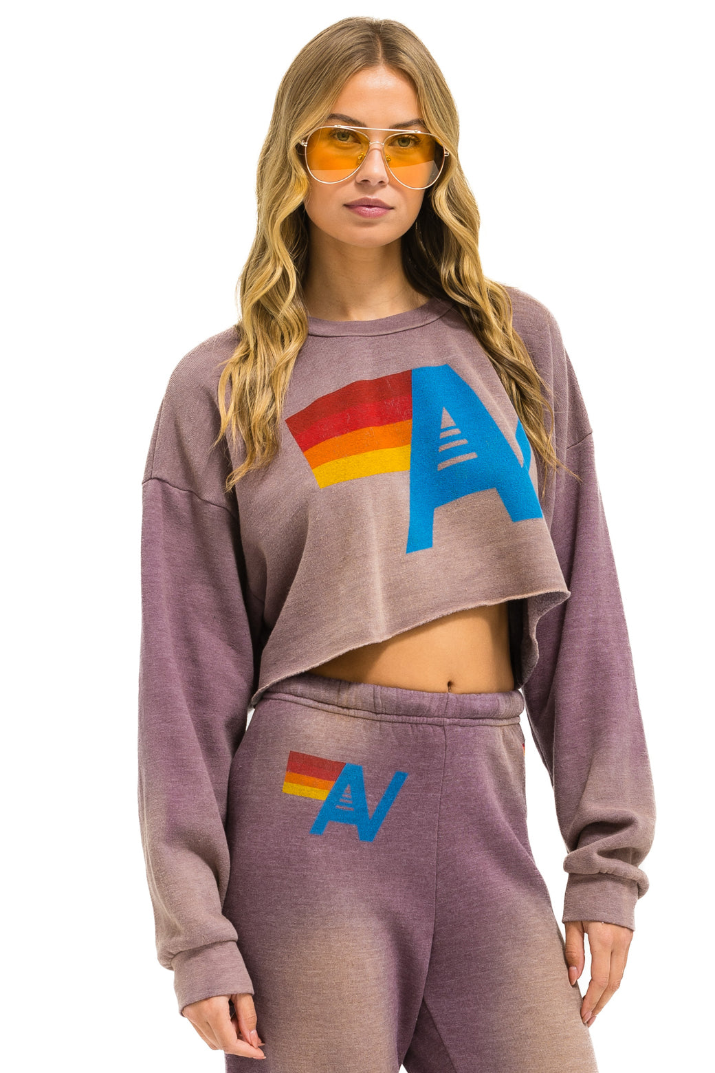 VINTAGE LOGO CROPPED CREW SWEATSHIRT RELAXED - FADED MOCHA